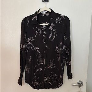 Floral Black Button-Up Women's Top
